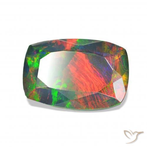 1.20カラットの天然マルチカラーブラックオパール、クッション、オペーク