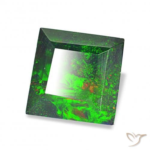 1.00カラットの天然マルチカラーブラックオパール、四角形、オペーク