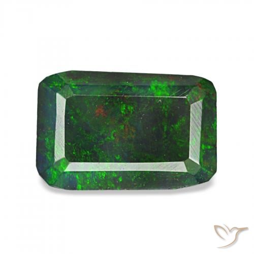 0.89ct マルチカラー ブラックオパール, エメラルドカット, オペーク