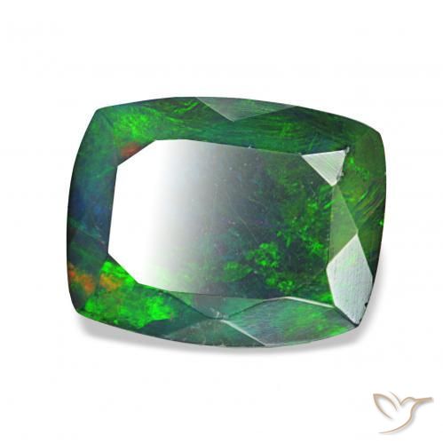 1.46カラットの天然マルチカラーブラックオパール、クッションカット、オペーク