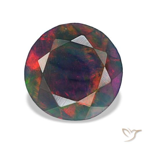 1.18ct マルチカラー ブラックオパール, ラウンド, オペーク