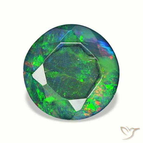 1.62ct マルチカラー ブラックオパール, ラウンド, 半透明