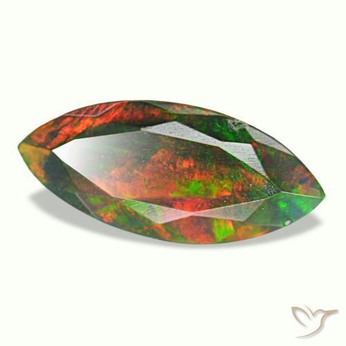 1.49カラットの天然マルチカラーブラックオパール（14.4×6.4 mm・マーキス）