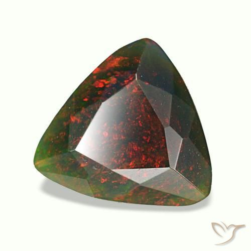 1.27カラットの天然マルチカラーブラックオパール（9.7×9 mm・トリリアント）
