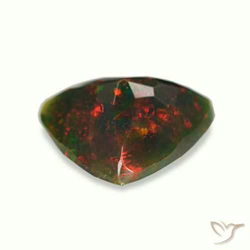 1.27カラットの天然マルチカラーブラックオパール（9.7×9 mm・トリリアント）