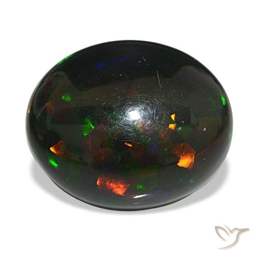 14.55カラットの天然マルチカラーブラックオパール（19.2×16.1 mm・オーバルカット）