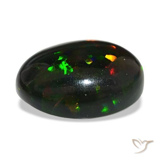 14.55カラットの天然マルチカラーブラックオパール（19.2×16.1 mm・オーバルカット）