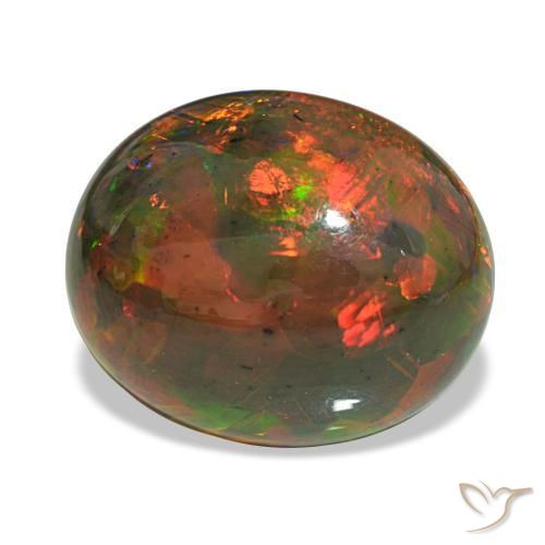10.13カラットの天然マルチカラーブラックオパール（18.6×15.3 mm・オーバルカット）