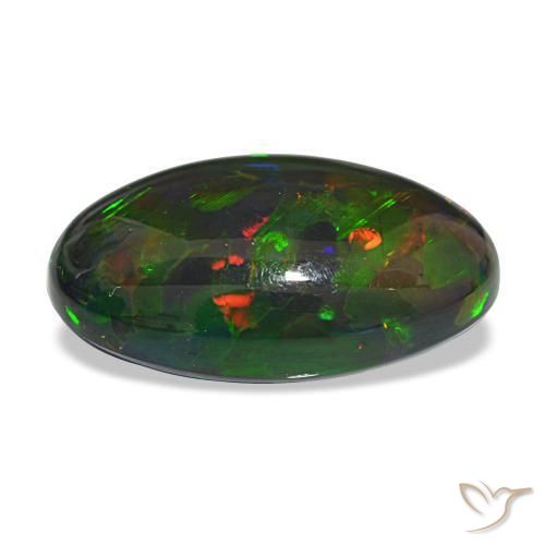 12.21カラットの天然マルチカラーブラックオパール（21.9×14.4 mm・オーバルカット）