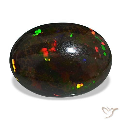 14.90カラットの天然マルチカラーブラックオパール（20.4×15 mm・オーバルカット）