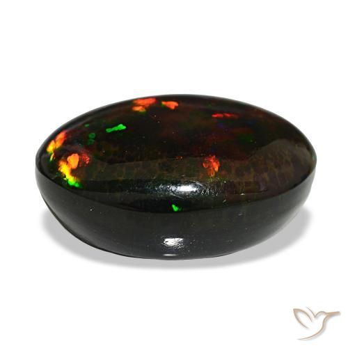 14.90カラットの天然マルチカラーブラックオパール（20.4×15 mm・オーバルカット）