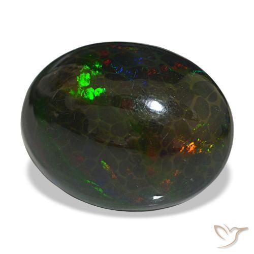 16.29カラットの天然マルチカラーブラックオパール（21.1×16.3 mm・オーバルカット）