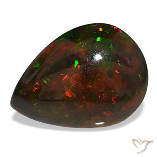 18.88ct マルチカラー ブラックオパール, 洋梨の形, オペーク
