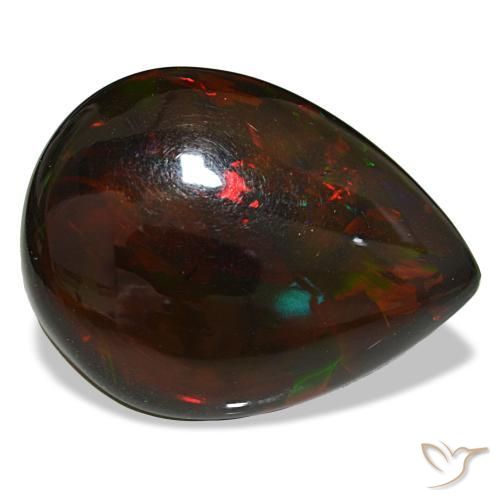 19.33カラットの天然マルチカラーブラックオパール（28.3×21.6 mm・洋梨の形）