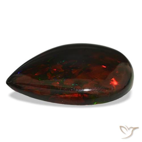 19.33カラットの天然マルチカラーブラックオパール（28.3×21.6 mm・洋梨の形）