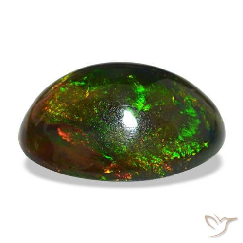 13.97カラットの天然マルチカラーブラックオパール（20.8×15.4 mm・オーバルカット）