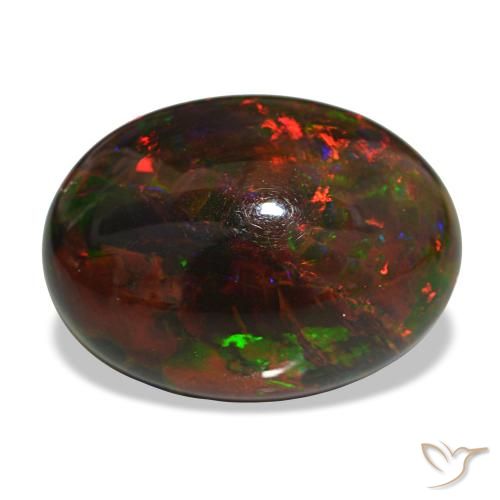 10.81カラットの天然マルチカラーブラックオパール（19.8×14.6 mm・オーバルカット）