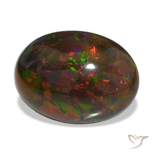 10.81カラットの天然マルチカラーブラックオパール（19.8×14.6 mm・オーバルカット）