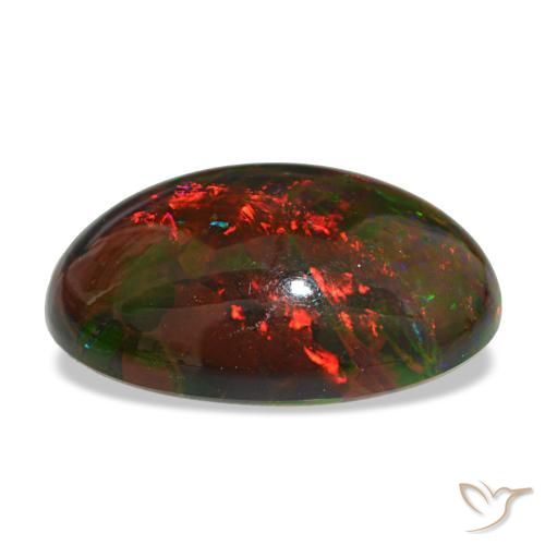 10.81カラットの天然マルチカラーブラックオパール（19.8×14.6 mm・オーバルカット）
