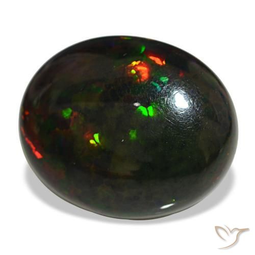 10.08カラットの天然マルチカラーブラックオパール（19.4×15.7 mm・オーバルカット）