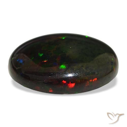 10.08カラットの天然マルチカラーブラックオパール（19.4×15.7 mm・オーバルカット）