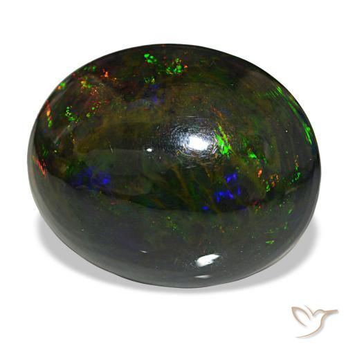 21.50カラットの天然マルチカラーブラックオパール（22.1×18.1 mm・オーバルカット）