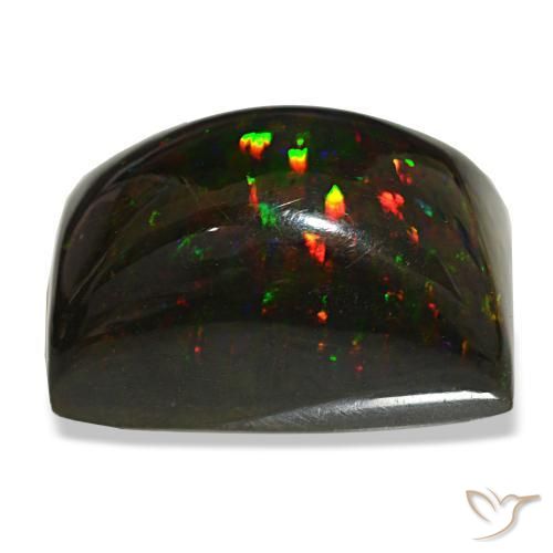 29.90カラットの天然マルチカラーブラックオパール（22.2×15.6 mm・バゲット）