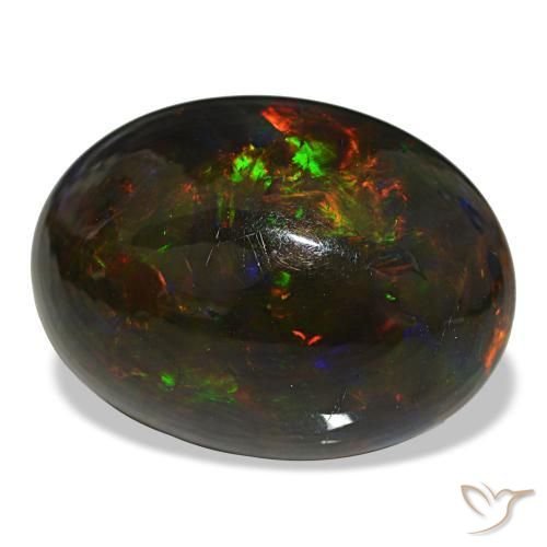 18.89カラットの天然マルチカラーブラックオパール（23×17 mm・オーバルカット）