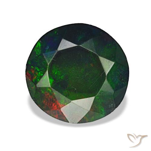 1.08ct マルチカラー ブラックオパール, ラウンド, オペーク