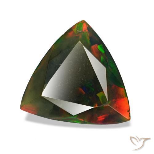 1.40カラットの天然マルチカラーブラックオパール（9.8×9.4 mm・トリリアント）
