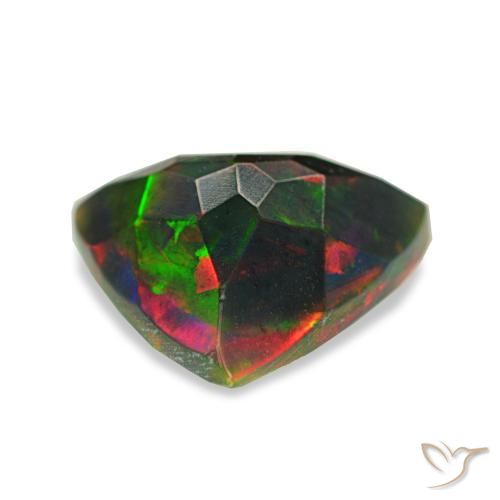 1.40カラットの天然マルチカラーブラックオパール（9.8×9.4 mm・トリリアント）