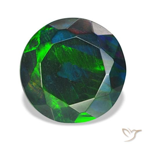 4.70ct マルチカラー ブラックオパール, ラウンド, オペーク