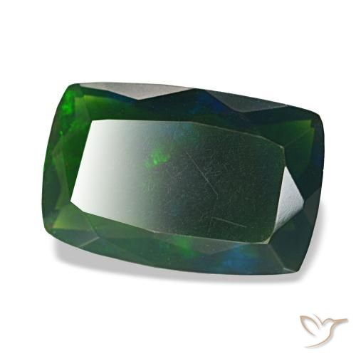 2.44カラットの天然マルチカラーブラックオパール（12.5×8.2 mm・クッションカット）
