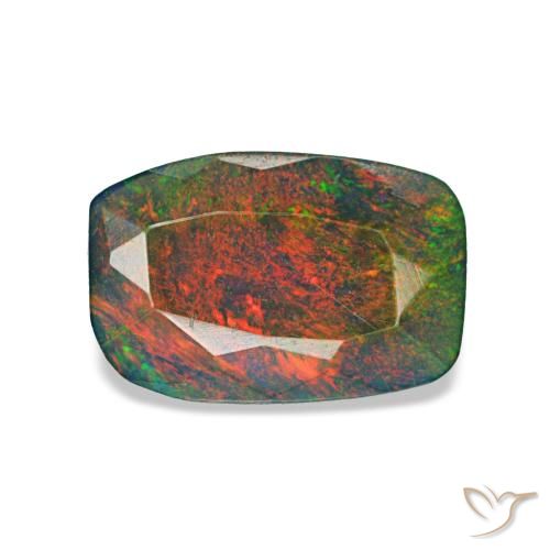0.82ct マルチカラー ブラックオパール, クッション, 半透明