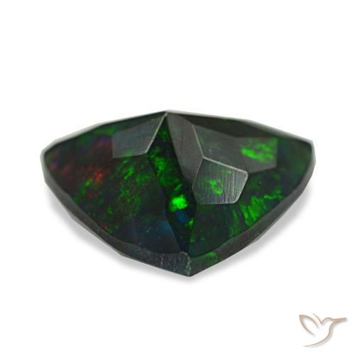 2.11カラットの天然マルチカラーブラックオパール（11.3×10.9 mm・トリリアント）