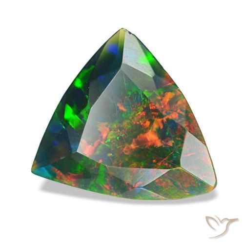 1.53カラットの天然マルチカラーブラックオパール（10.5×10.2 mm・トリリアント）