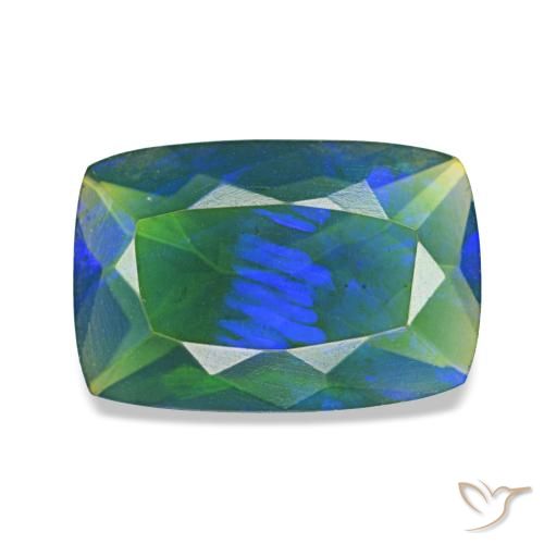 1.42ct マルチカラー ブラックオパール, クッション, 半透明