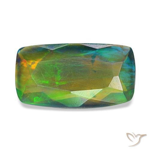 1.34ct マルチカラー ブラックオパール, クッション, 半透明