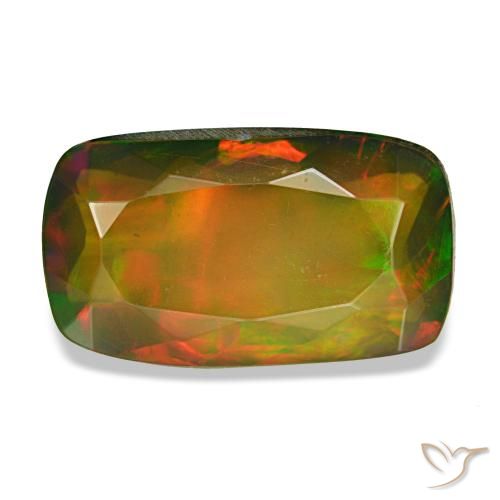 3.41ct マルチカラー ブラックオパール, クッション, 半透明