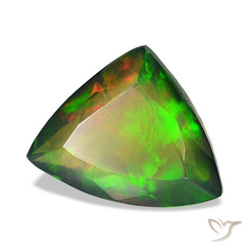 2.87カラットの天然マルチカラーブラックオパール（12.9×10.1 mm・トリリアント）