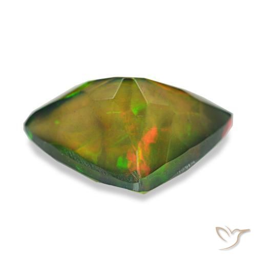 2.87カラットの天然マルチカラーブラックオパール（12.9×10.1 mm・トリリアント）