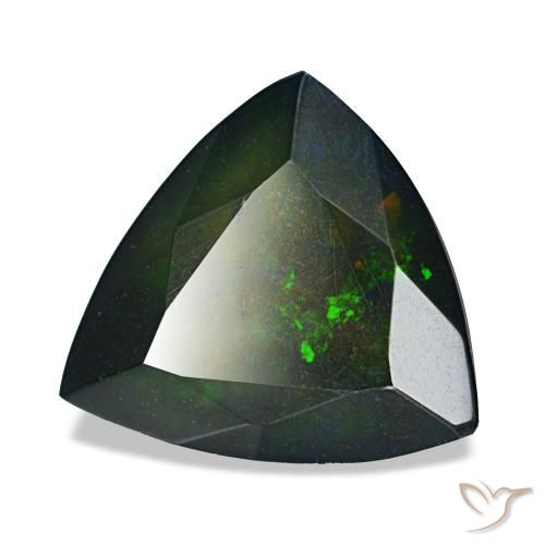 2.57カラットの天然マルチカラーブラックオパール（11.2×10.2 mm・トリリアント）