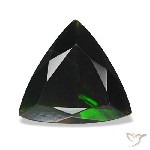 1.28カラットの天然マルチカラーブラックオパール（10.3×9.5 mm・トリリアント）