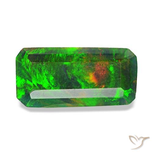 1.04ct マルチカラー ブラックオパール, エメラルドカット, 半透明
