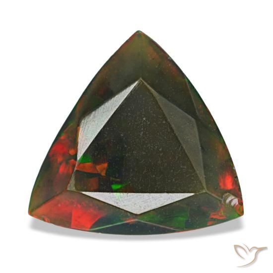 1.40カラットの天然マルチカラーブラックオパール（9.8×9.4 mm・トリリアント）