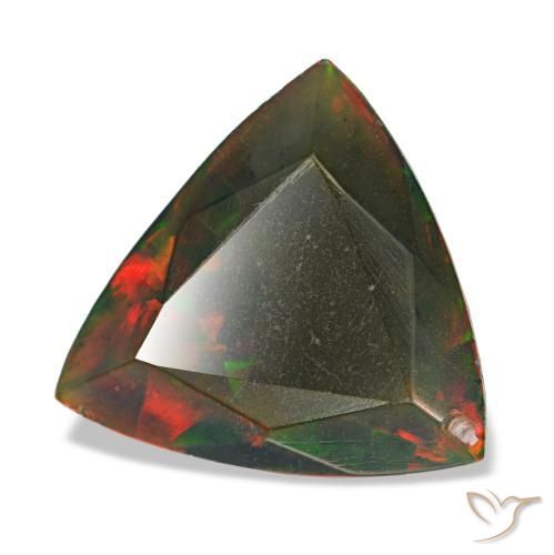 1.40カラットの天然マルチカラーブラックオパール（9.8×9.4 mm・トリリアント）
