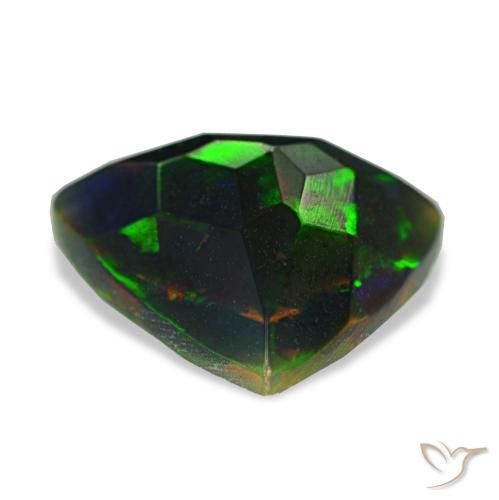 1.40カラットの天然マルチカラーブラックオパール（9.8×9.4 mm・トリリアント）