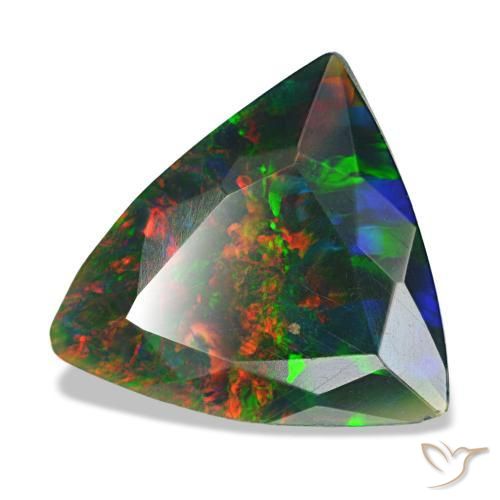 1.53カラットの天然マルチカラーブラックオパール（10.5×10.2 mm・トリリアント）
