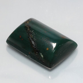 17.26カラットの天然斑点のある緑ブラッドストーン（19.5×13.8 mm・バゲット）