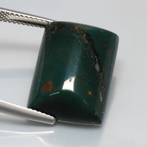 17.26カラットの天然斑点のある緑ブラッドストーン（19.5×13.8 mm・バゲット）